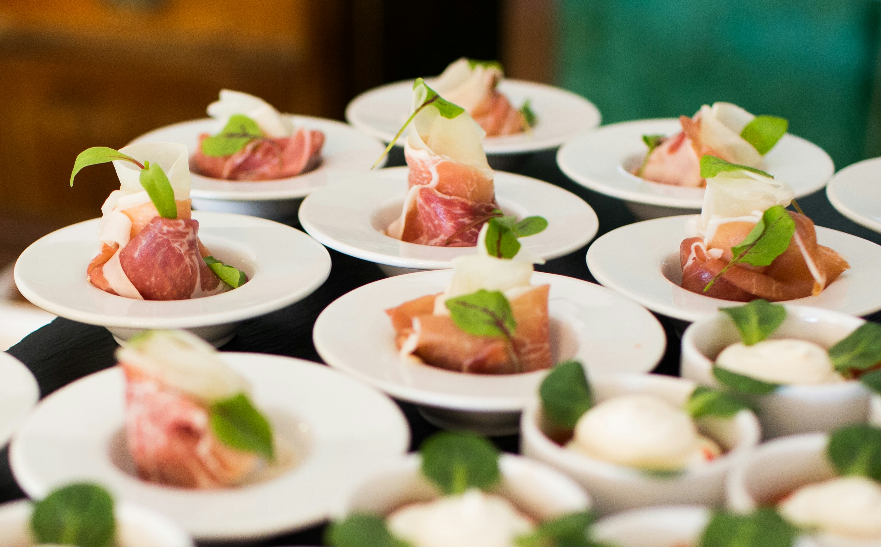 Elegantly plated prosciutto appetizers